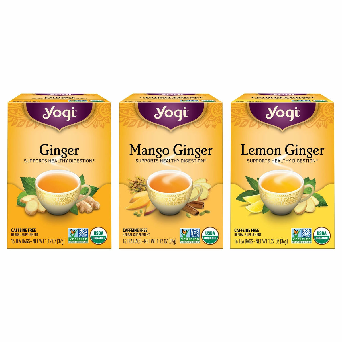 Yogi Ginger Variety Sampler tea bags for digestion-friendly herbal tea.