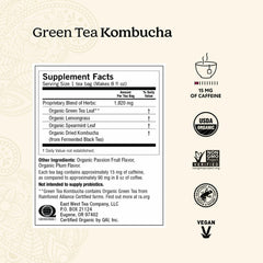 Cup of Yogi Green Kombucha tea with lemongrass and spearmint aroma.
