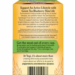 Yogi Green Tea Blueberry Slim Life ingredients with blueberries and botanicals