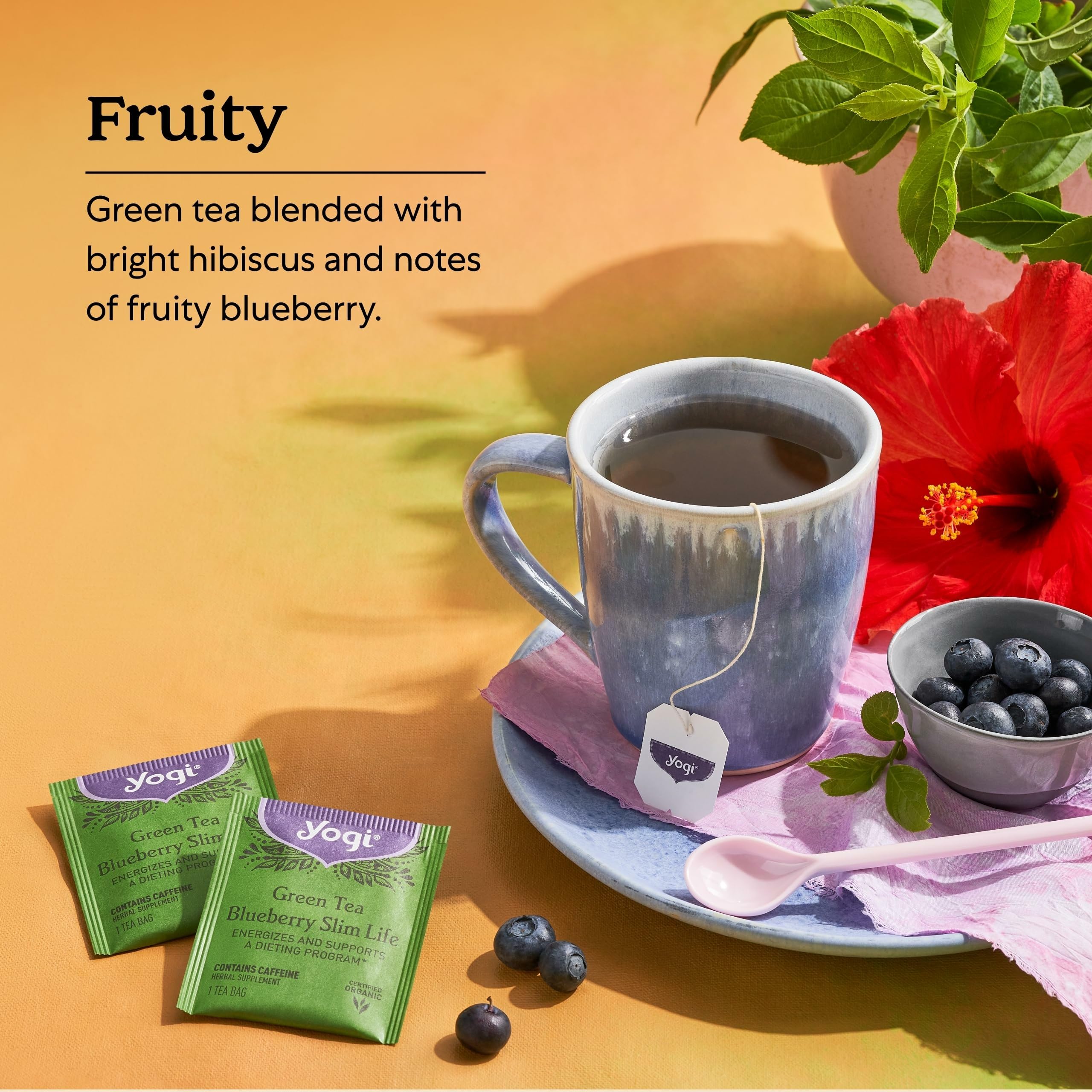 Yogi Green Tea Blueberry Slim Life packaging on shelf