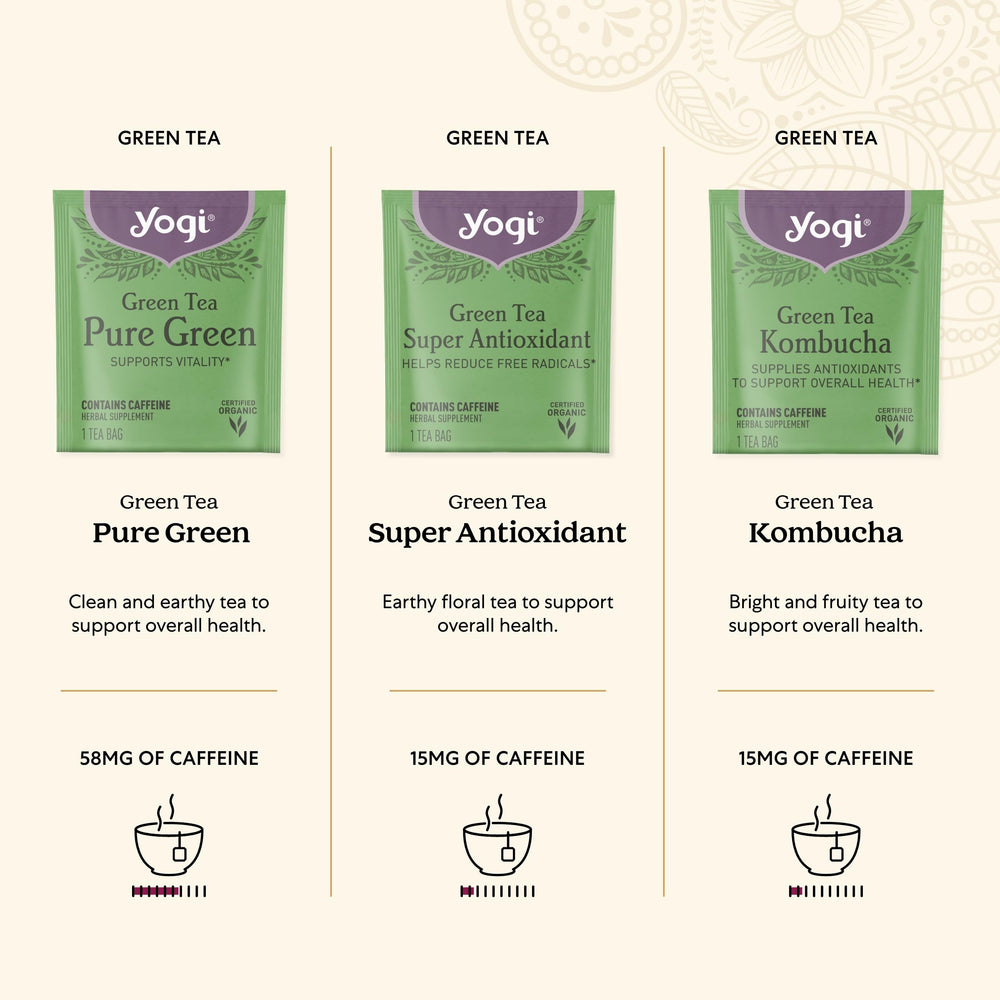 Yogi Green Tea Pure Green cup for a crisp, refreshing start