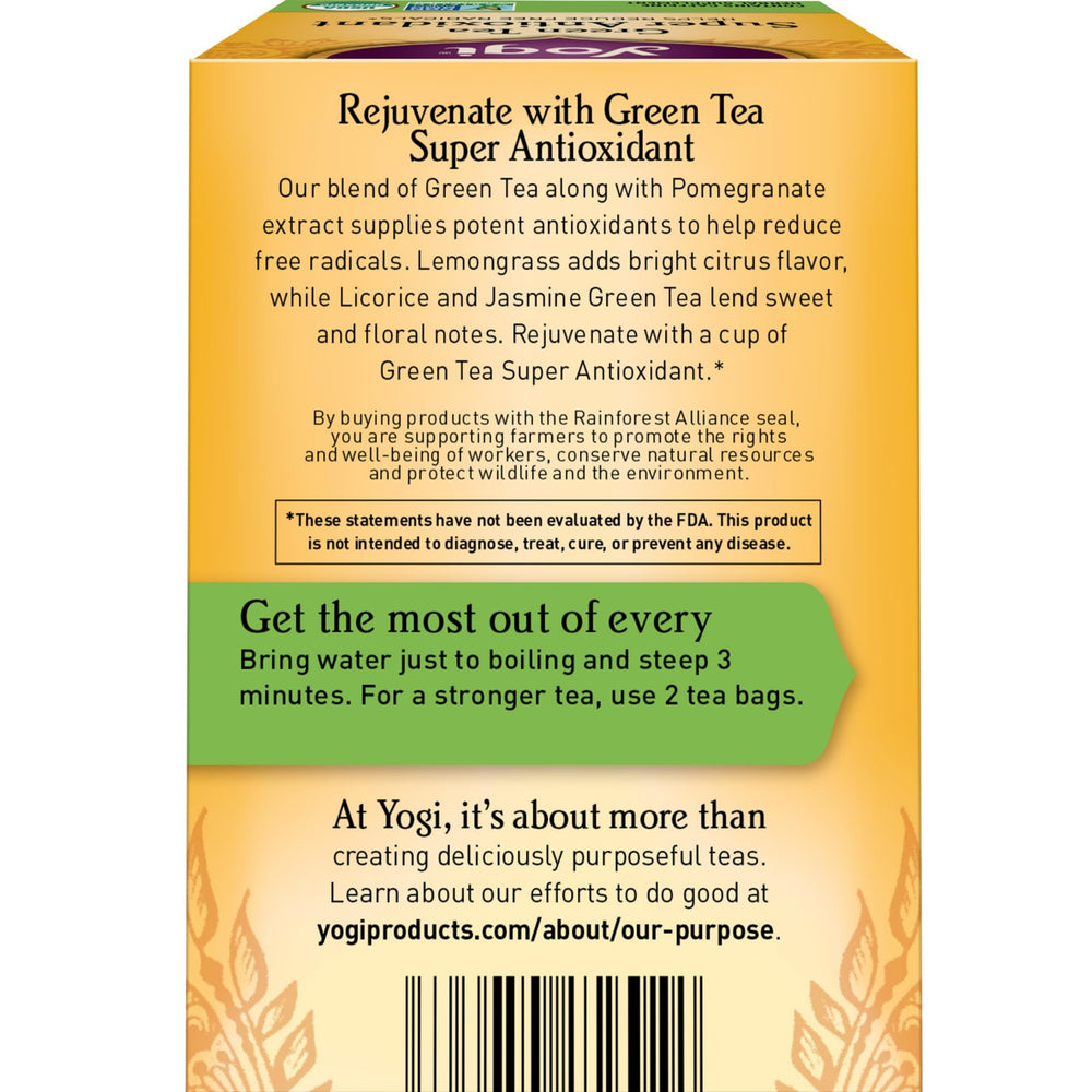 Yogi Green Tea Super Antioxidant cup during steeping with fragrant steam.