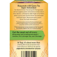 Yogi Green Tea Super Antioxidant cup during steeping with fragrant steam.