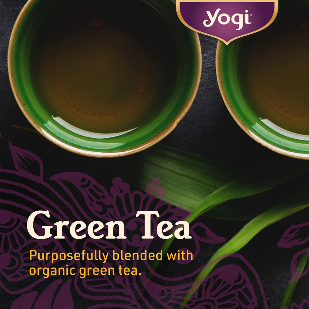 Yogi Green Tea Super Antioxidant pouring hot water over tea for aroma.