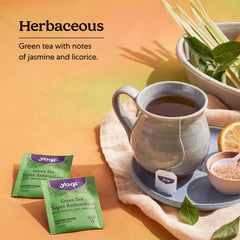 Yogi Green Tea Super Antioxidant lemongrass note adds bright citrus aroma.