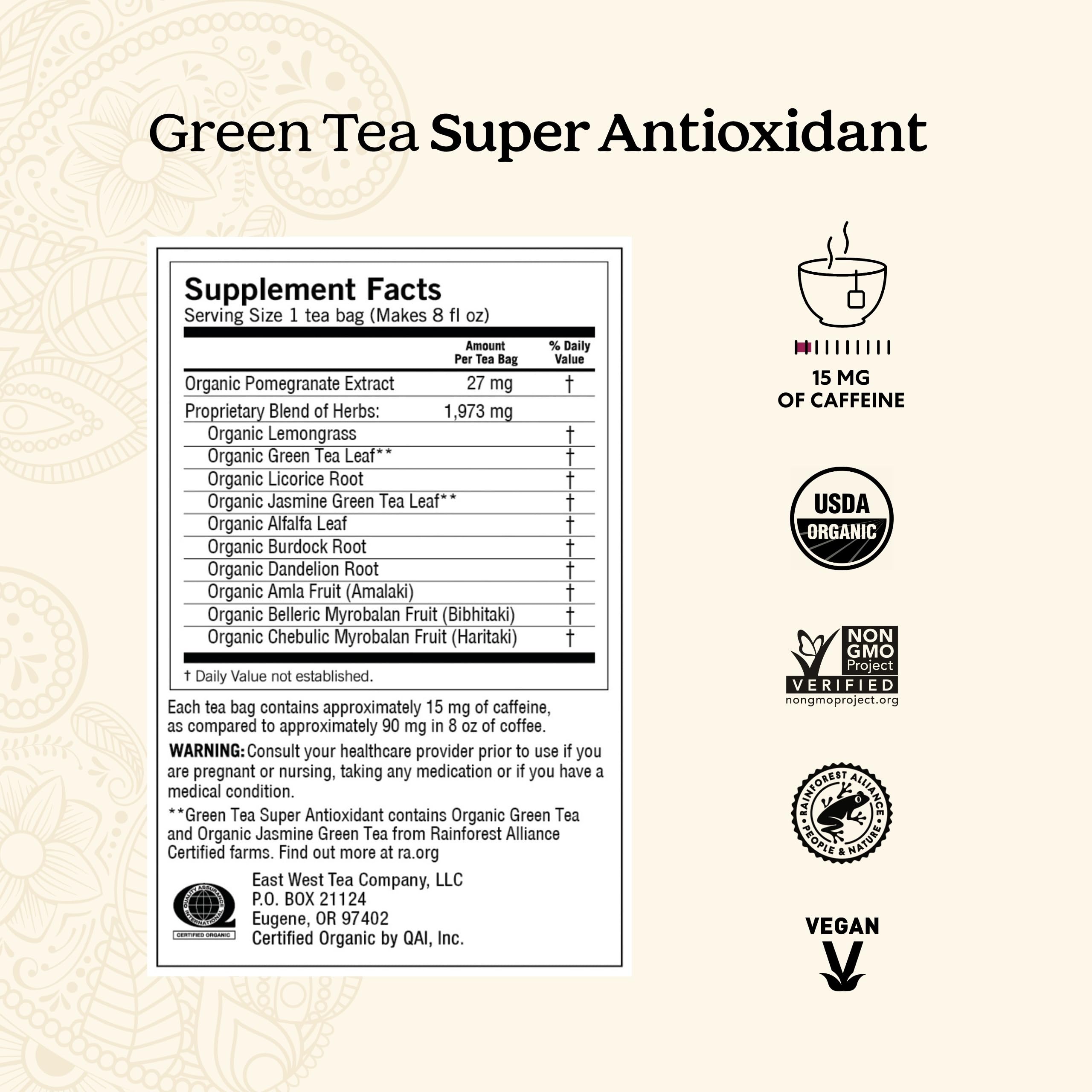 Yogi Green Tea Super Antioxidant tea bags ready for a quick, soothing steep.