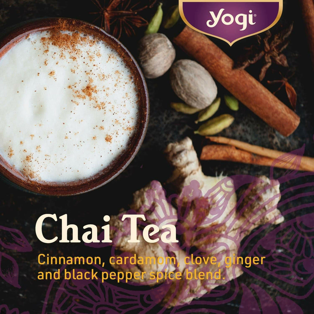 Yogi Honey Chai Turmeric boxed tea and tea mat scene