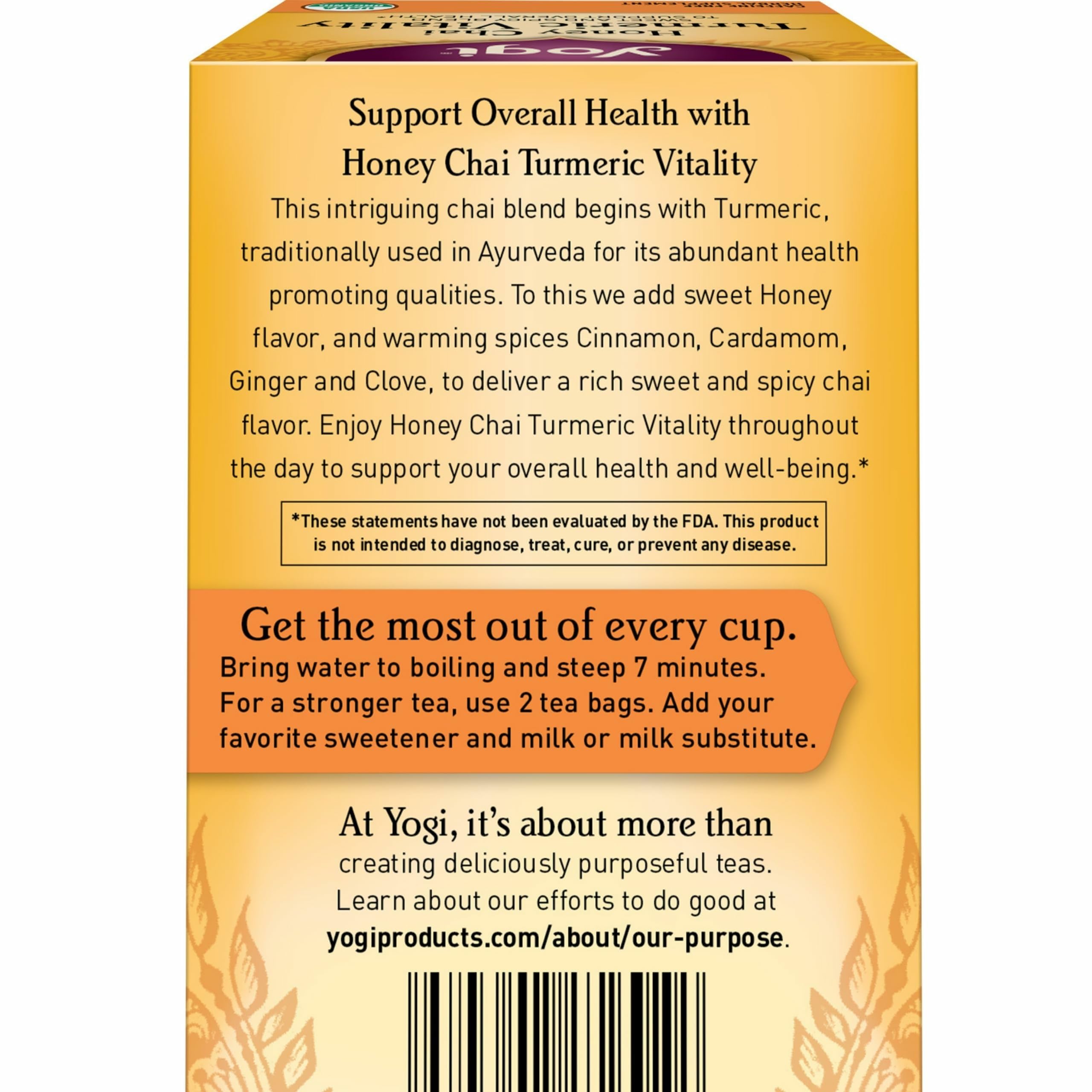 Yogi Honey Chai Turmeric spice blend image highlighting turmeric and ginger notes