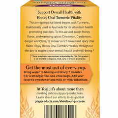 Yogi Honey Chai Turmeric spice blend image highlighting turmeric and ginger notes