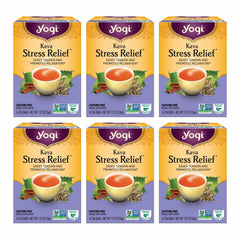 Yogi Kava Stress Relief tea box six-pack on shelf for relaxation
