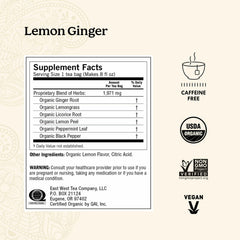 Yogi lemon-ginger-tea-bags close-up with ginger and lemon zest for a vibrant brew.