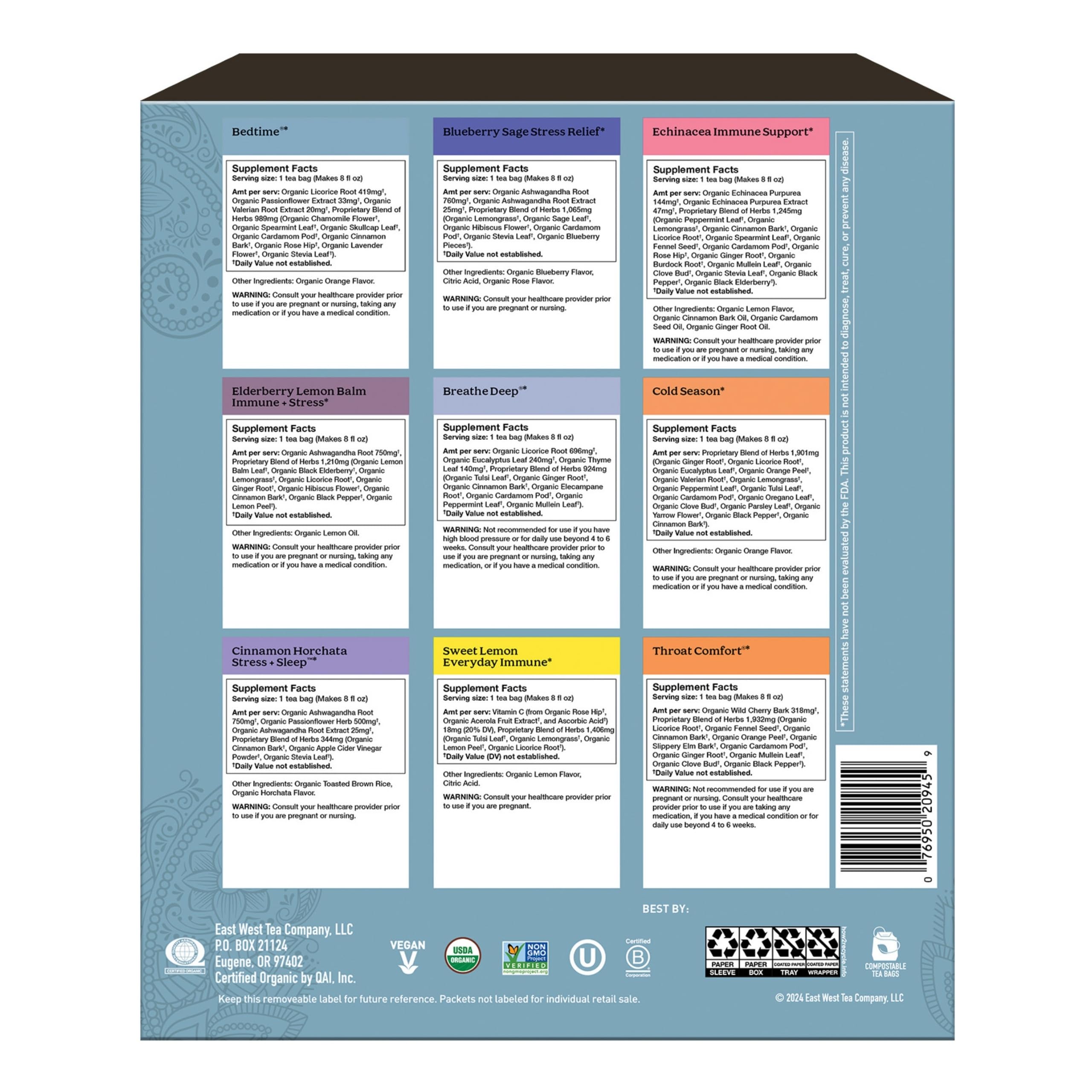 Yogi Organic Sampler Box side view highlights gift-ready packaging for sharing.