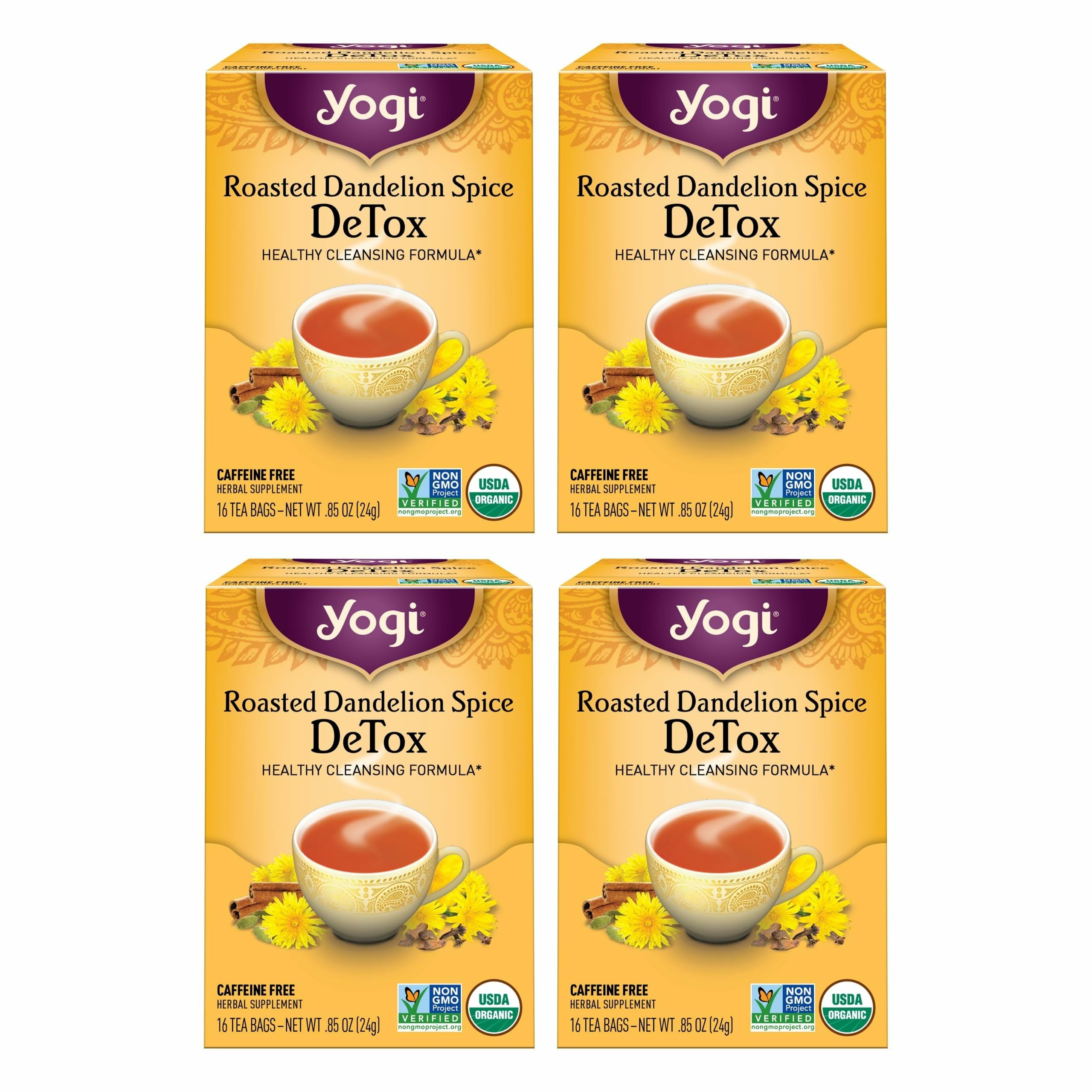 Yogi Roasted Dandelion Spice DeTox tea bags ready for a soothing ritual.