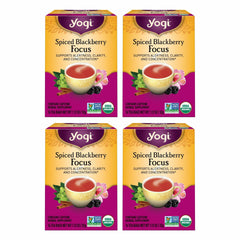 Yogi Spiced Blackberry Focus tea bags promote alertness and focus.