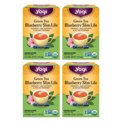 Yogi Tea Green Blueberry Slim Life packaging with organic badge and branding.