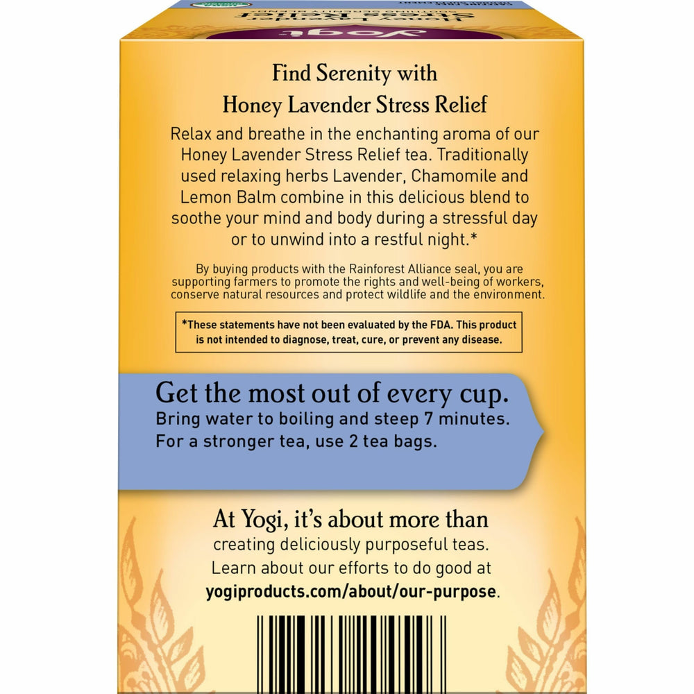 Yogi Organic Lavender Chamomile Lemon Balm ingredients showcase herbal blend.