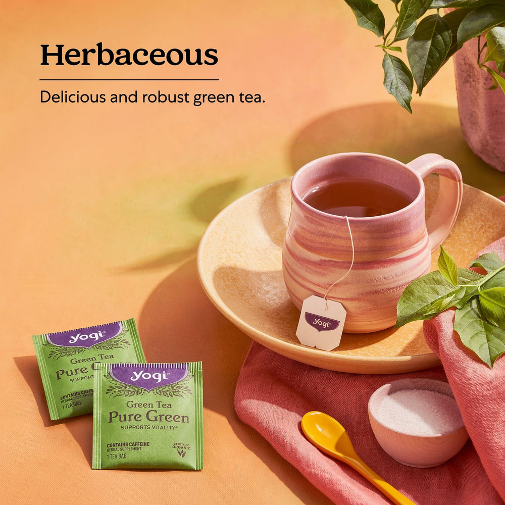 Kettle ready as you brew Yogi Pure Green Tea.