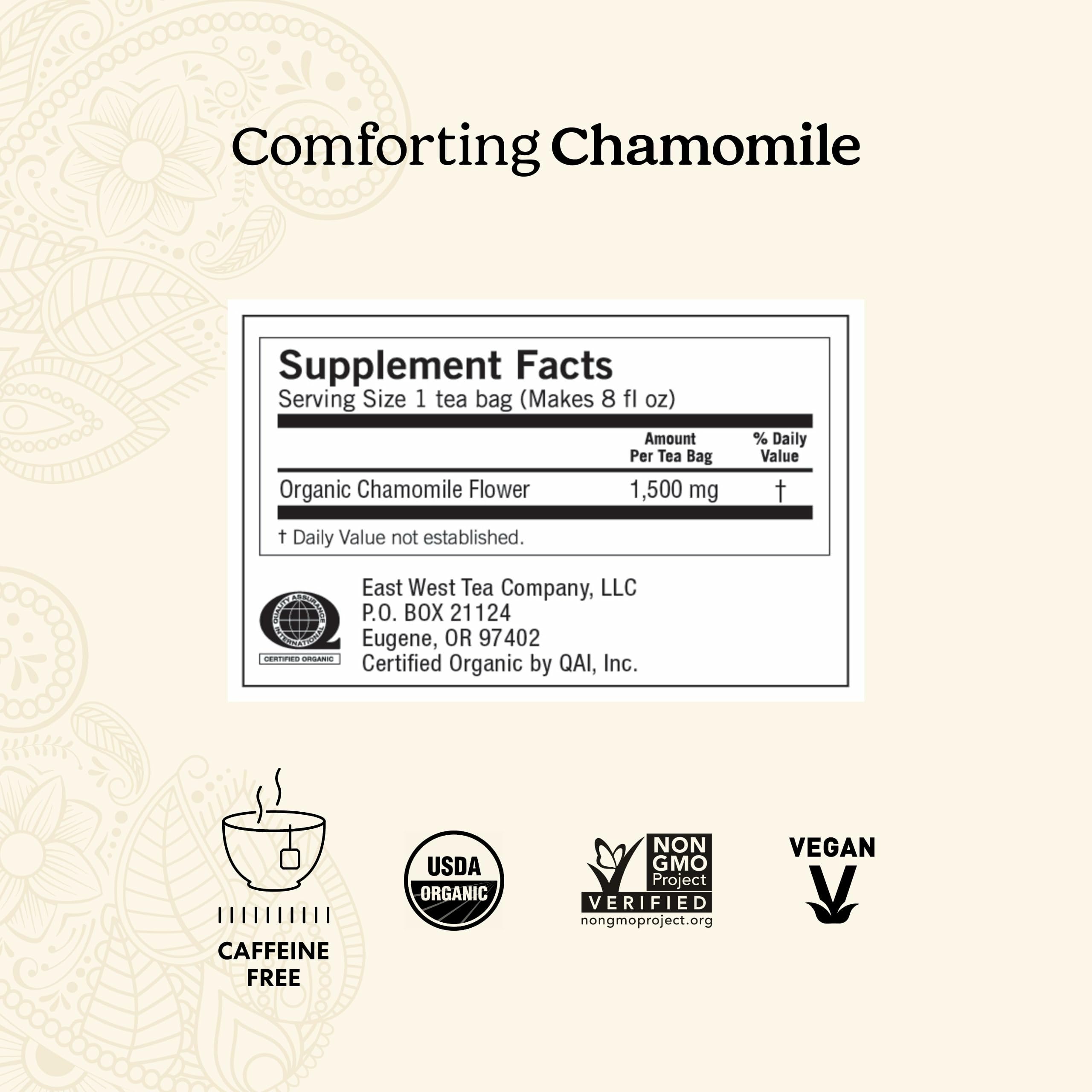 Yogi Comforting Chamomile teabags ready for a soothing evening.