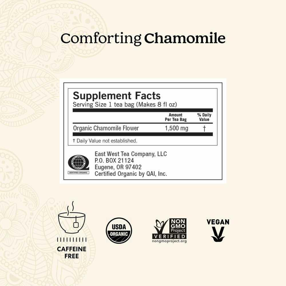 Yogi Comforting Chamomile teabags ready for a soothing evening.