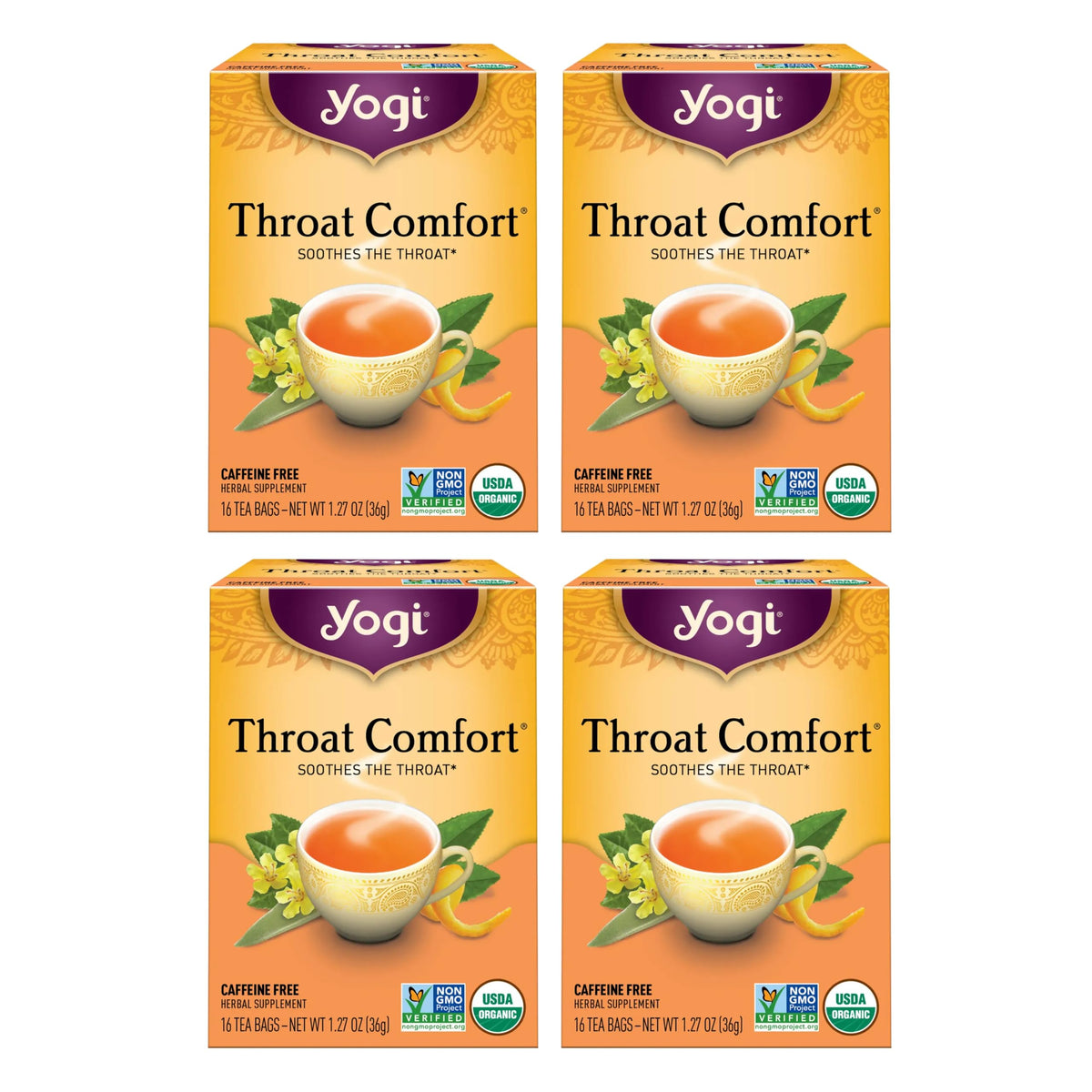Yogi Throat Comfort tea bag ready for soothing throat support