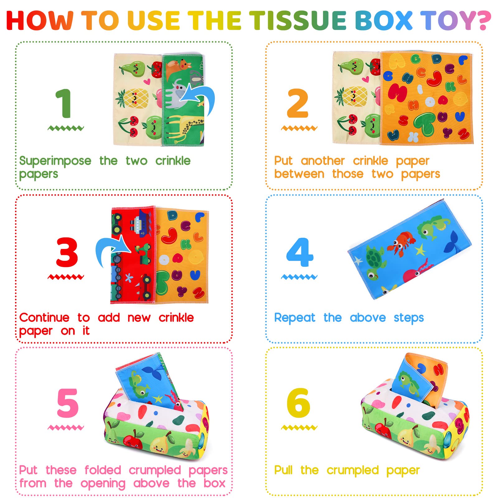 YOGINGO tissue box toy safe materials ensure gentle play.