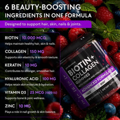 Hydrolyzed collagen peptides and hyaluronic acid blend visible in YOLOBALANCE gummies for skin hydration