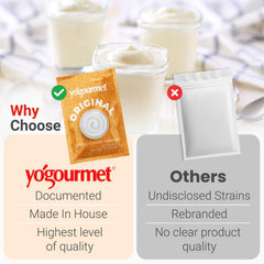 Yogourmet yogurt starter in use: homemade yogurt in a jar with creamy texture.