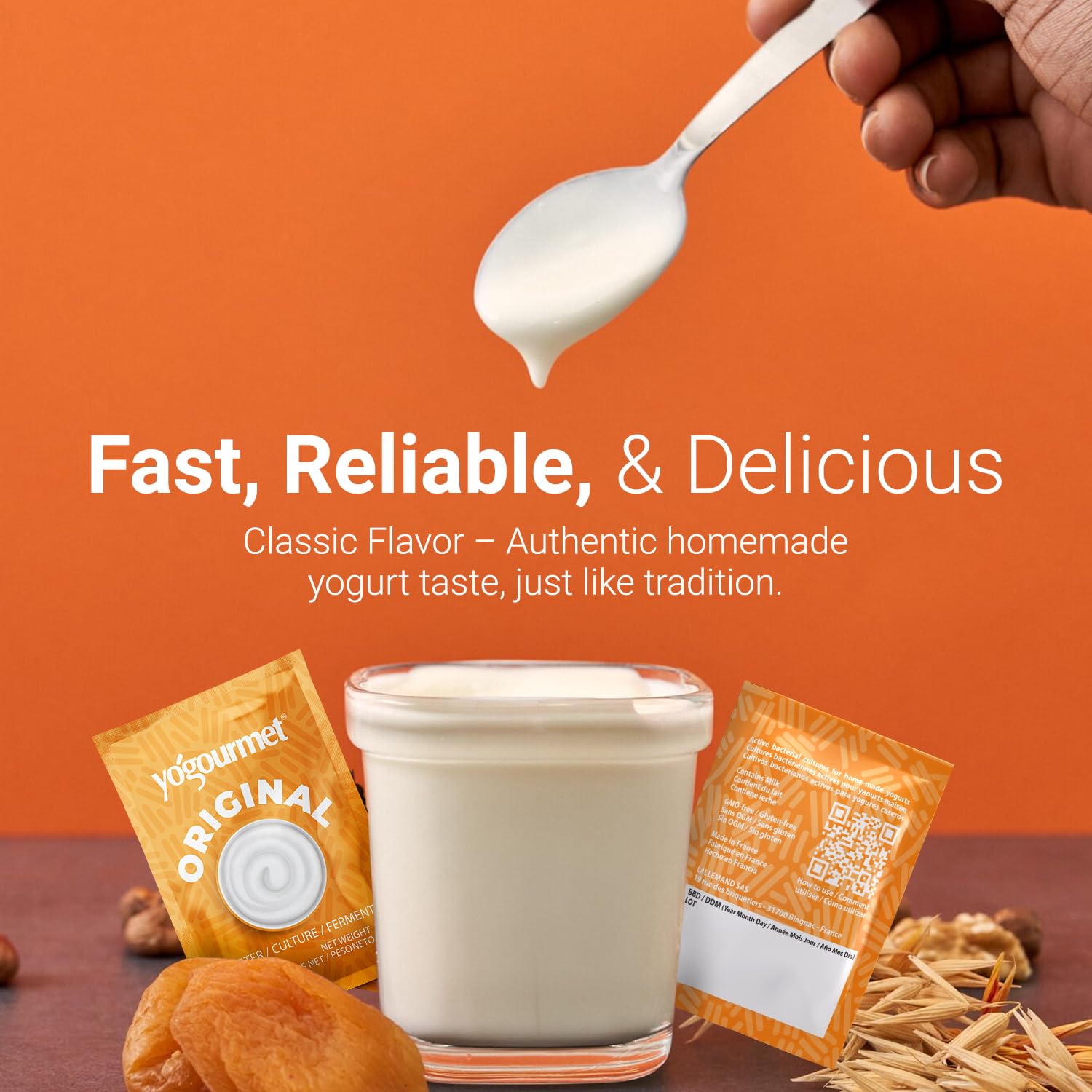 Yogourmet shelf-life label highlighting 24-month freshness.