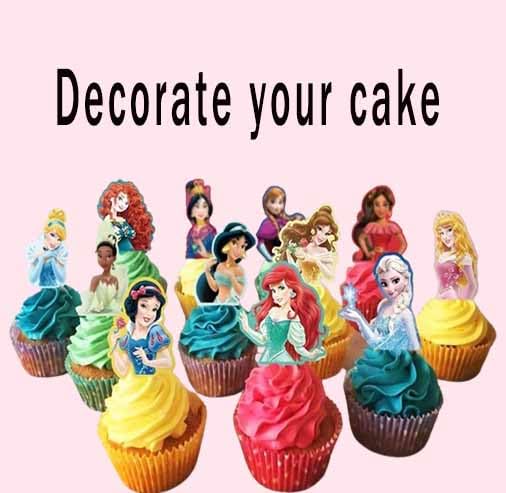 Yoimckay princess toppers in bright colors enhance kids’ birthday cakes