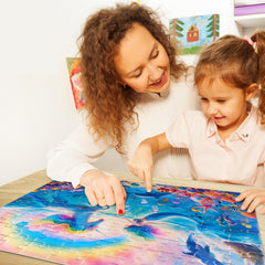 Yokachi Mermaid Unicorn Puzzle assembly — 100-piece challenge fosters concentration