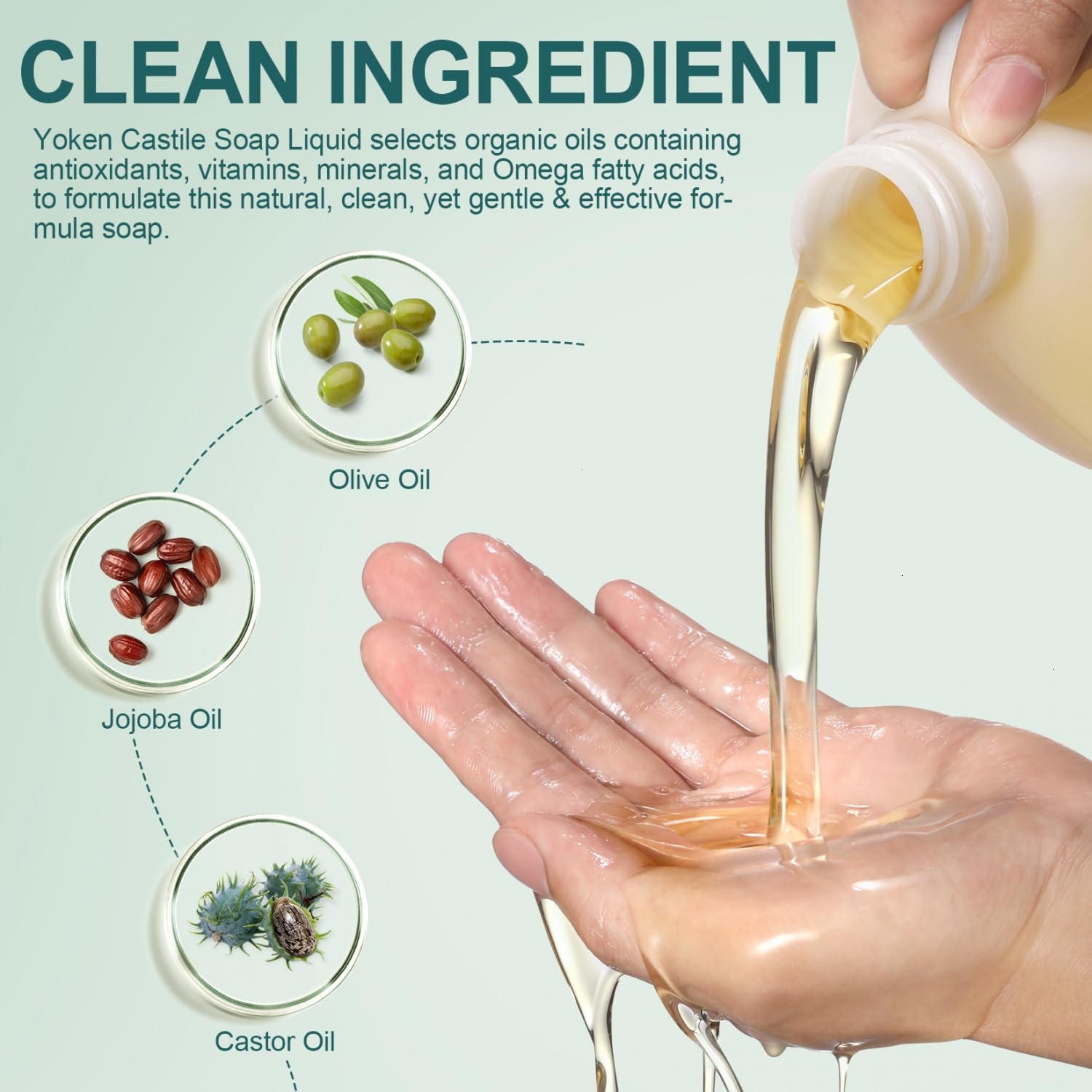 Yoken Castile Soap Liquid 2-3x concentrated formula saves you product use