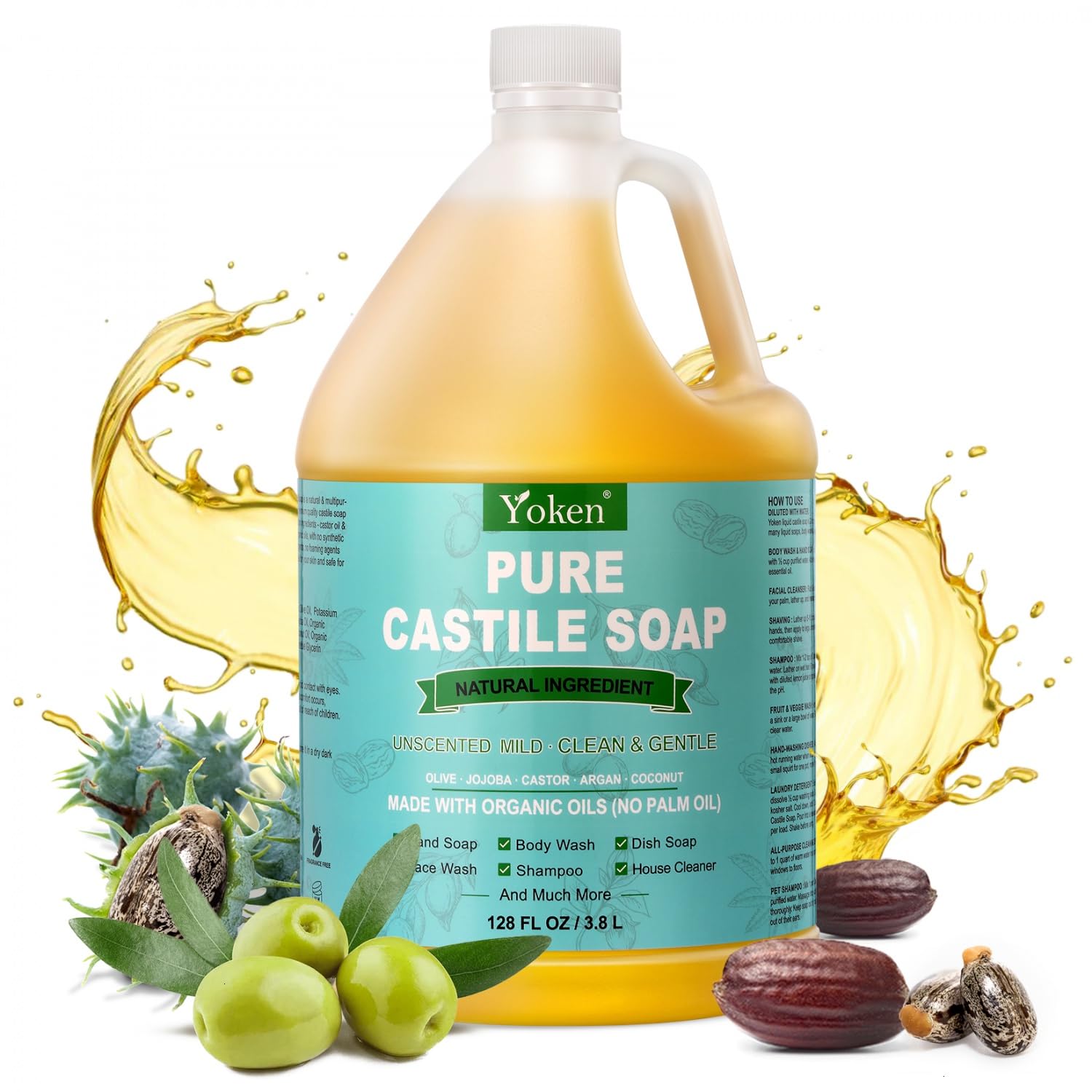 Yoken Castile Soap Liquid simple dilution guide on carton