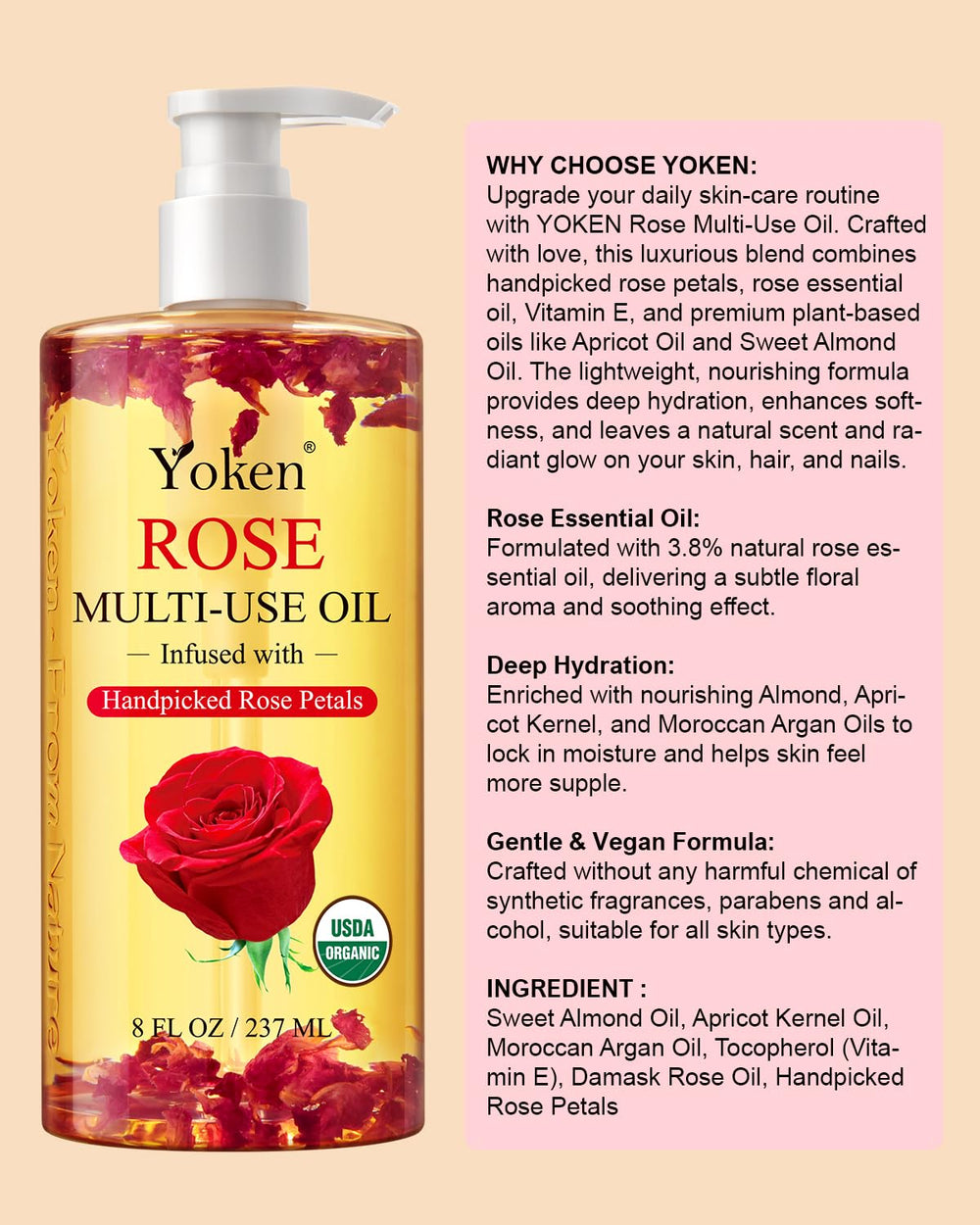 YOKEN cruelty-free, ethically sourced oil provides gentle moisturization