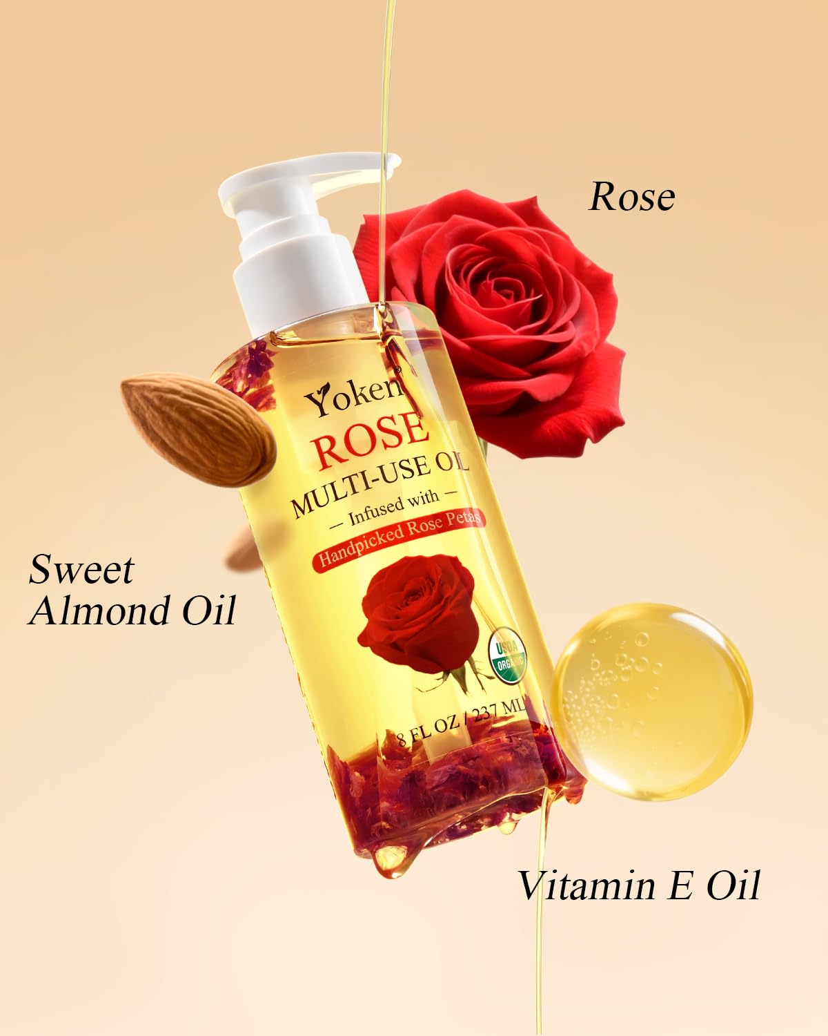 YOKEN oil with rose petals infusion nourishes skin moisture balance