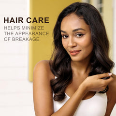 Yoken Pure Argan Oil hair application showing frizz control and shine.