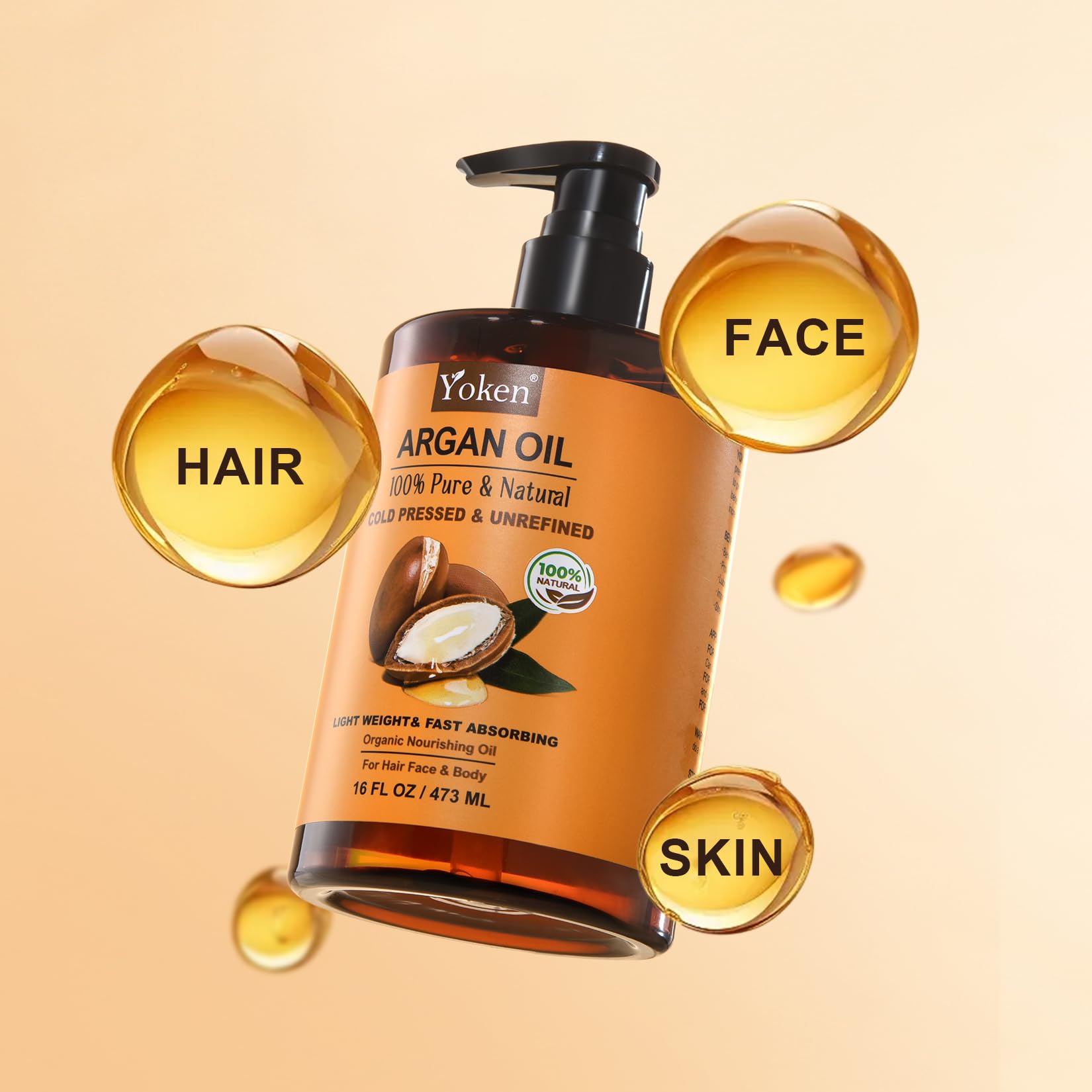 Yoken Pure Argan Oil skin moisturizer for dry skin relief.