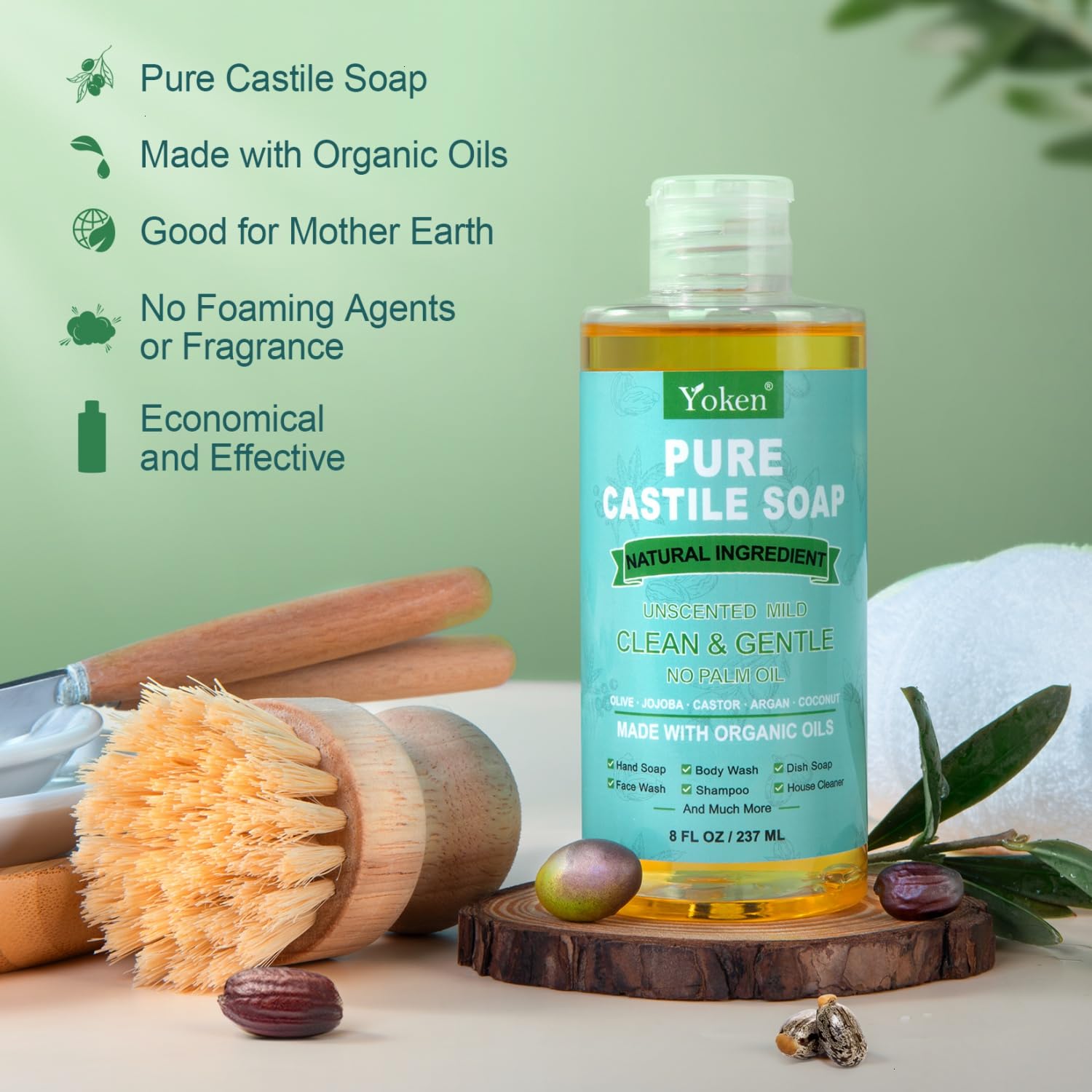 Yoken Castile soap used as body wash for sensitive skin.