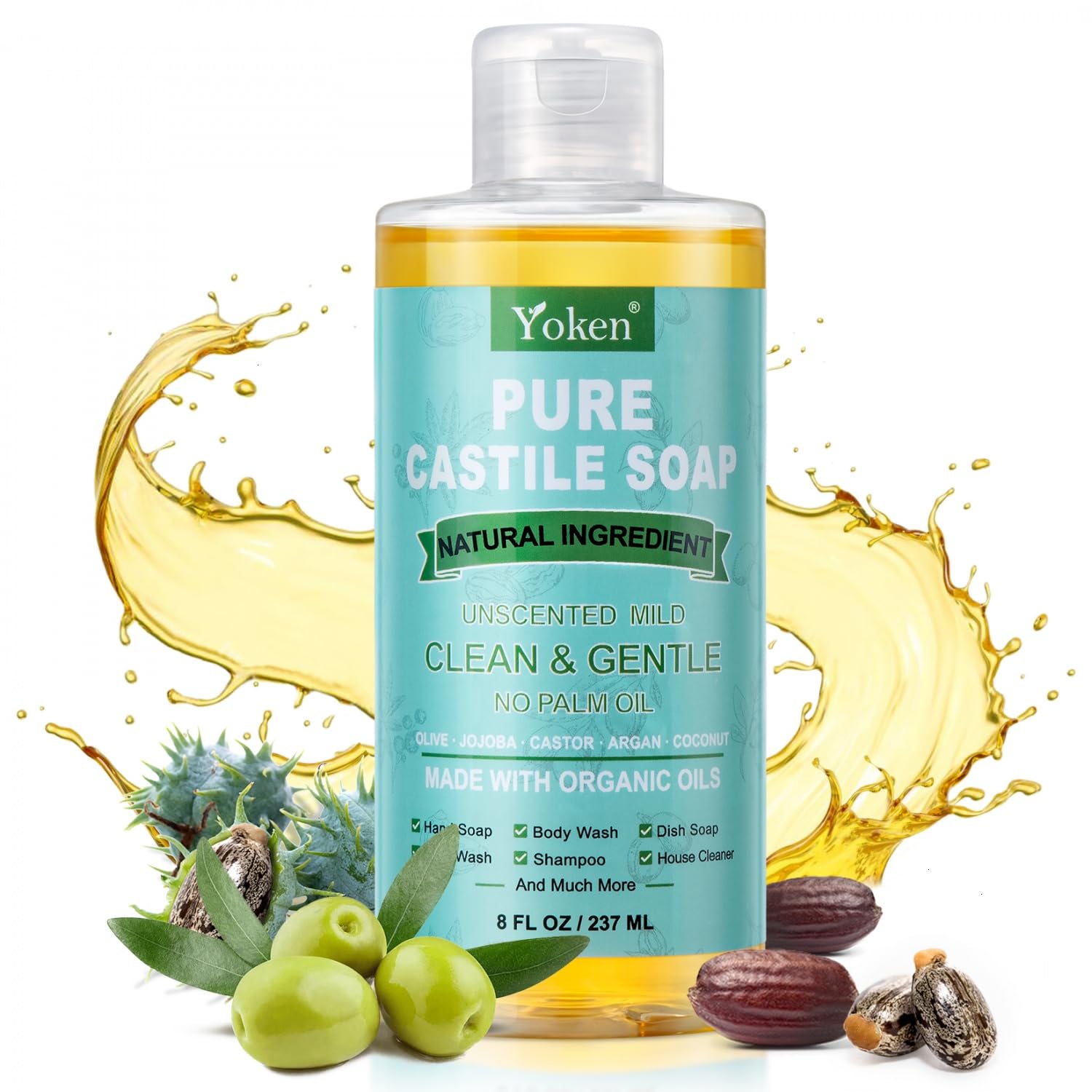 Yoken Pure Castile Soap cruelty-free vegan badge on packaging.