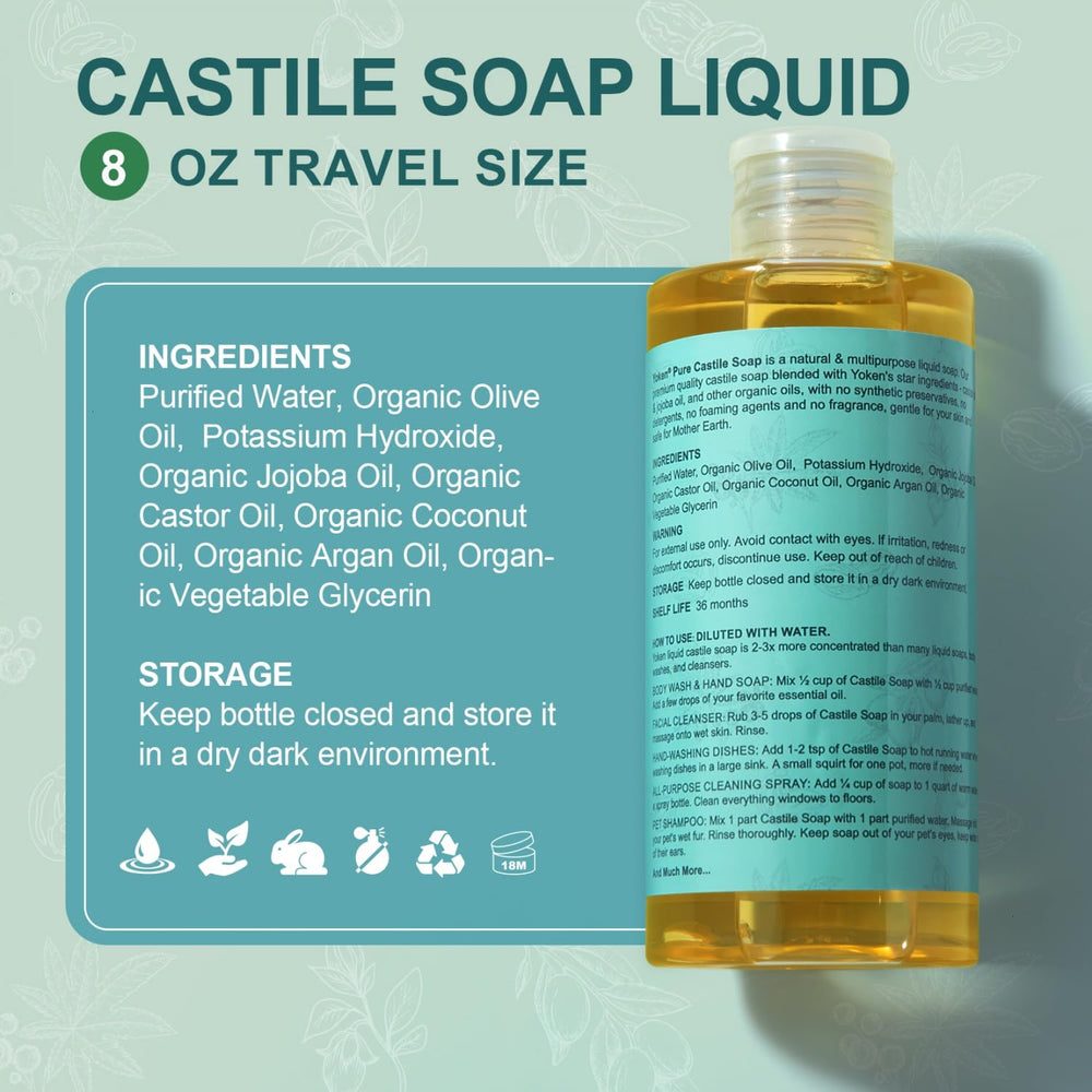 Yoken Castile soap used as dish soap in a clean kitchen.