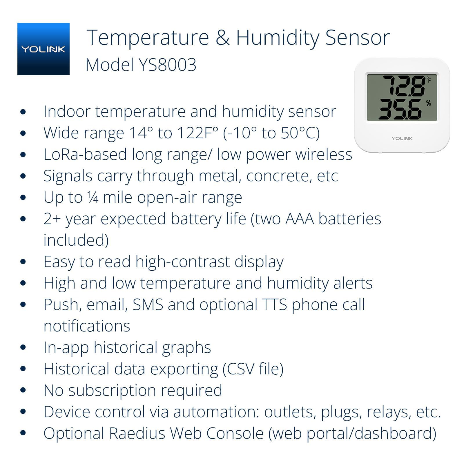YoLink greenhouse sensor monitors humidity and temperature for plant health.