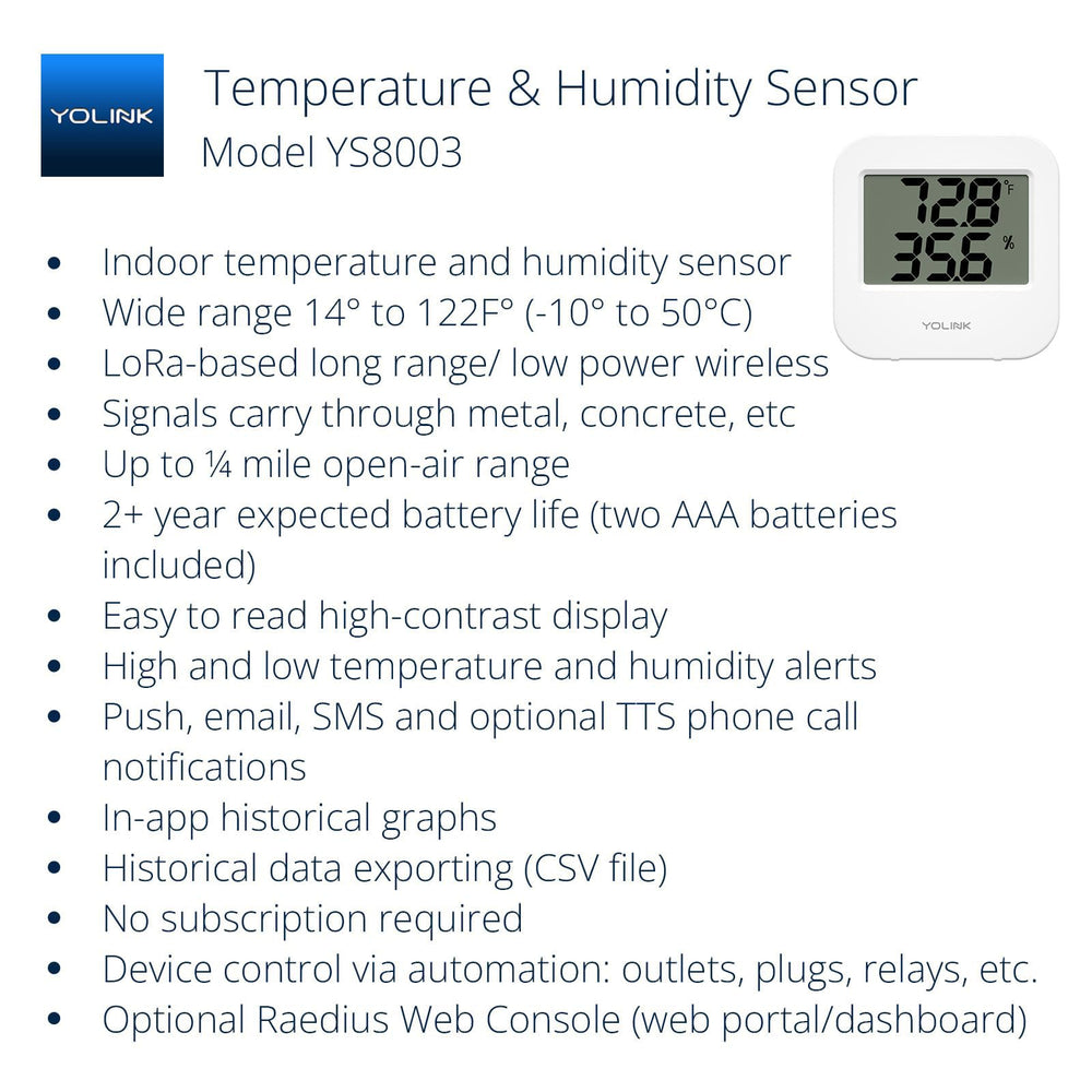 YoLink greenhouse sensor monitors humidity and temperature for plant health.