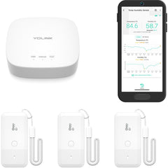YoLink smart wireless thermometer hygrometer front view with clear display for quick readings.