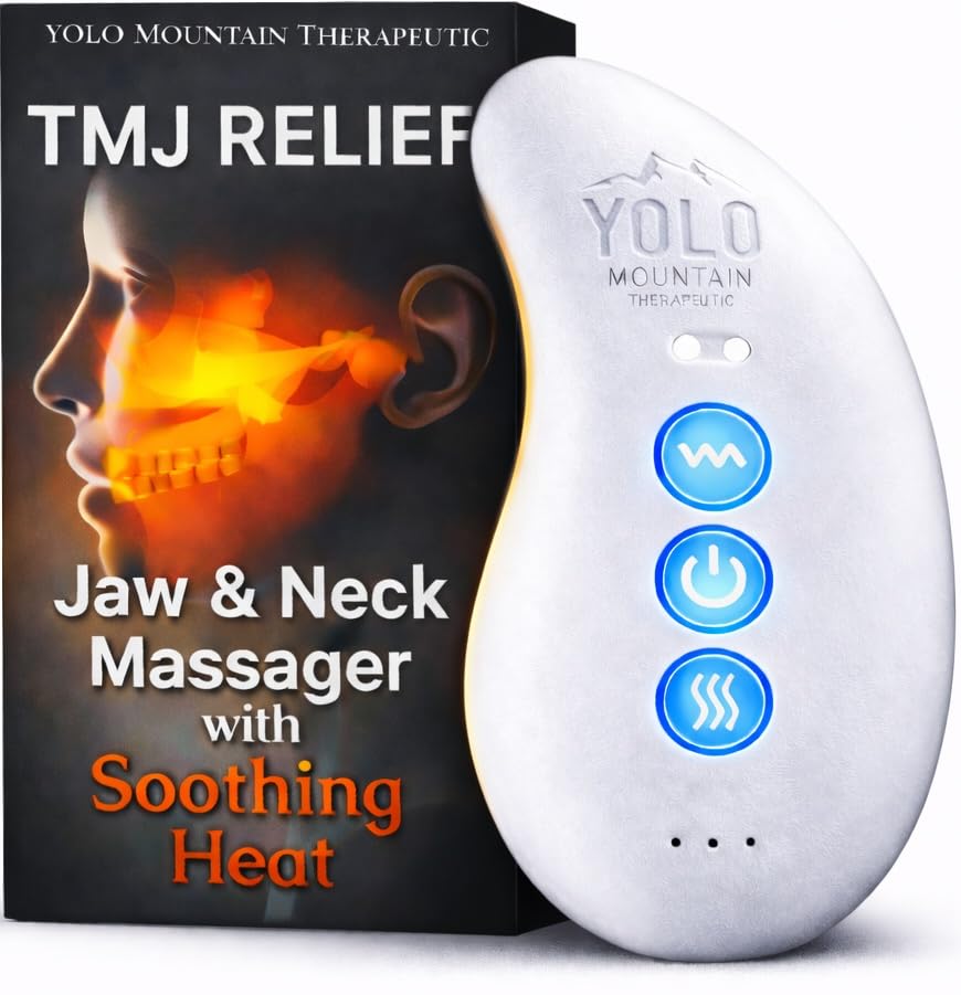 Yolo Mountain Therapeutic TMJ-relief massager showing ergonomic fit for the jaw.