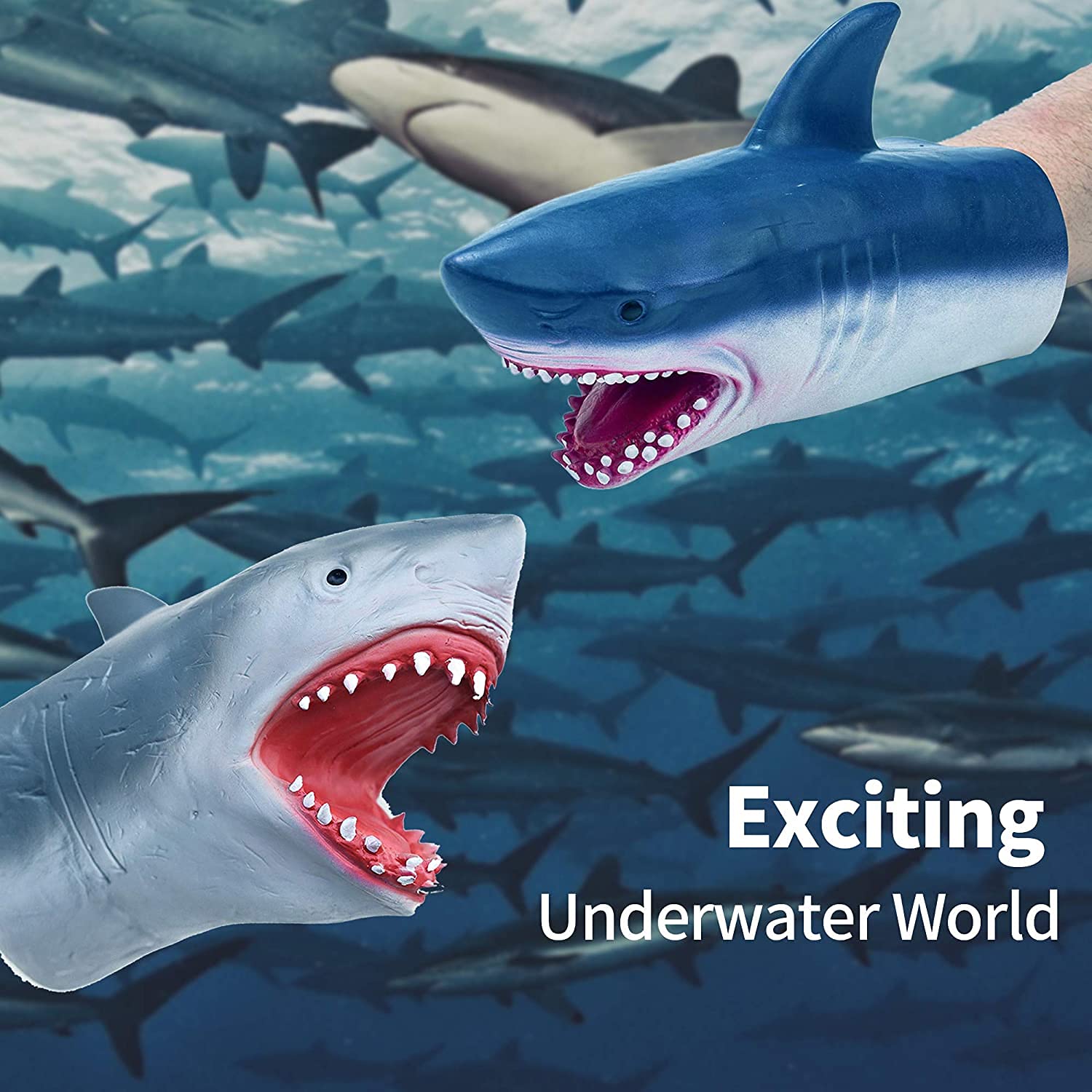 Yolococa shark puppet features detailed paint and lifelike teeth
