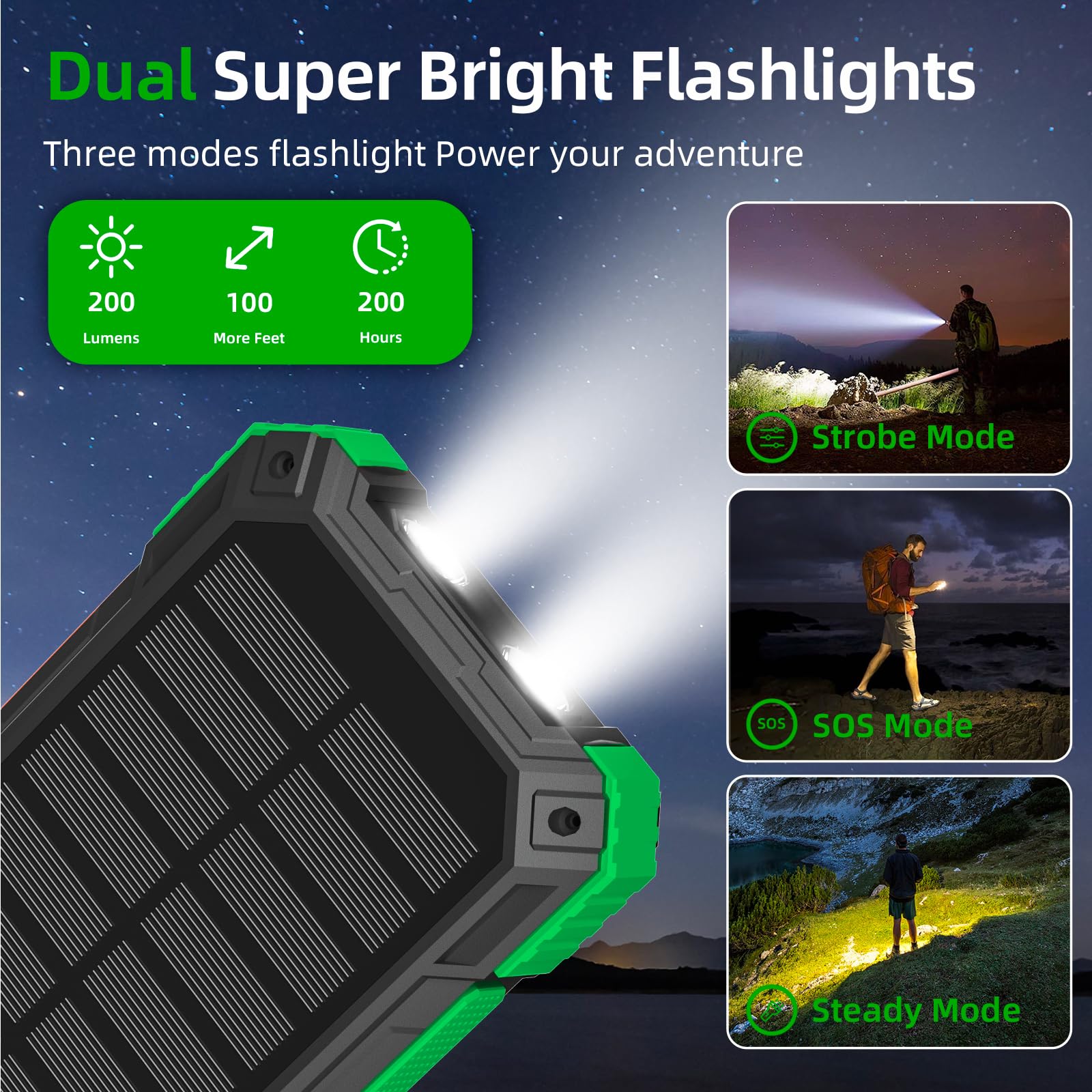 YOLOSKS solar and USB charging option for camping and travel.
