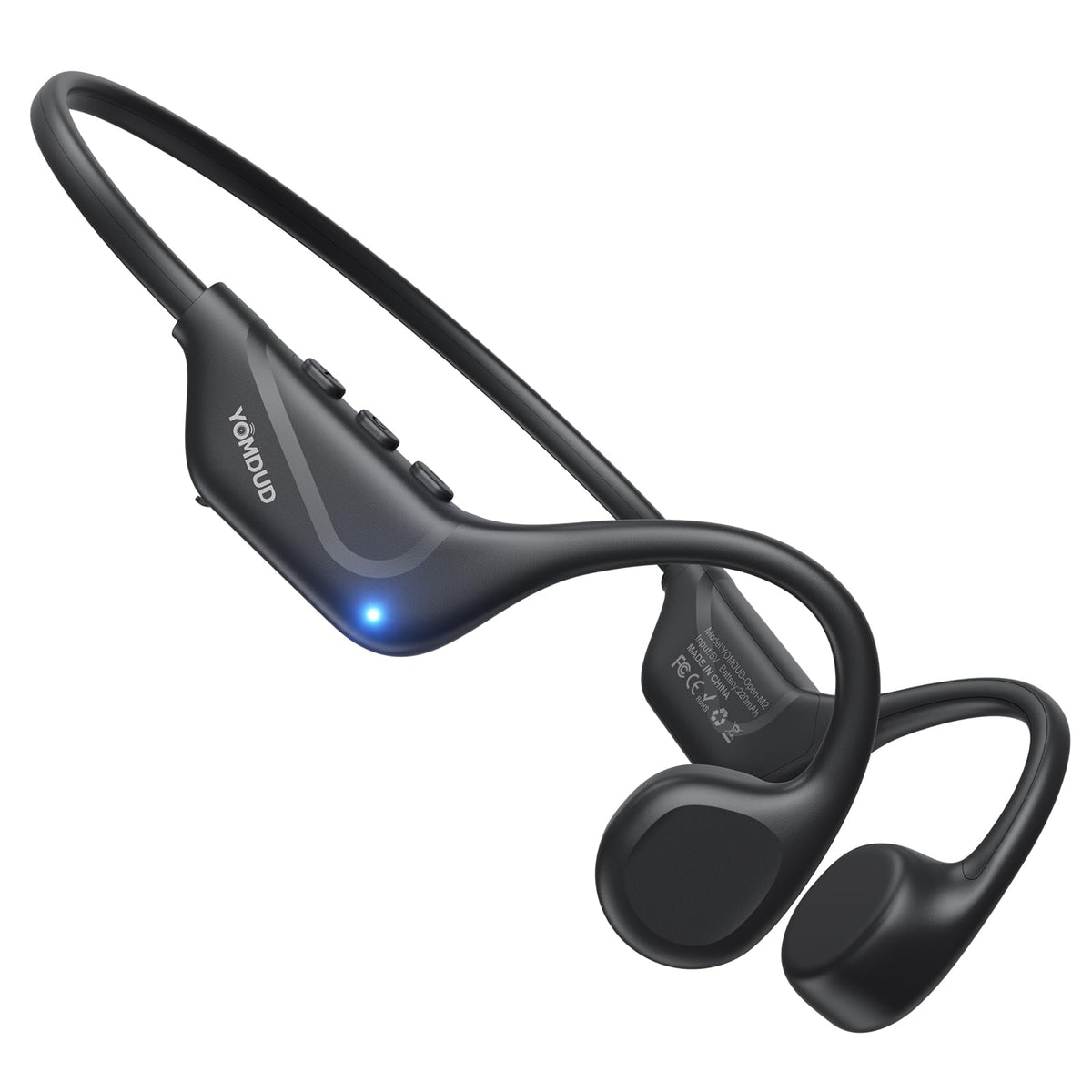 Yomdud bone conduction headphones open-ear design for safe outdoor listening.