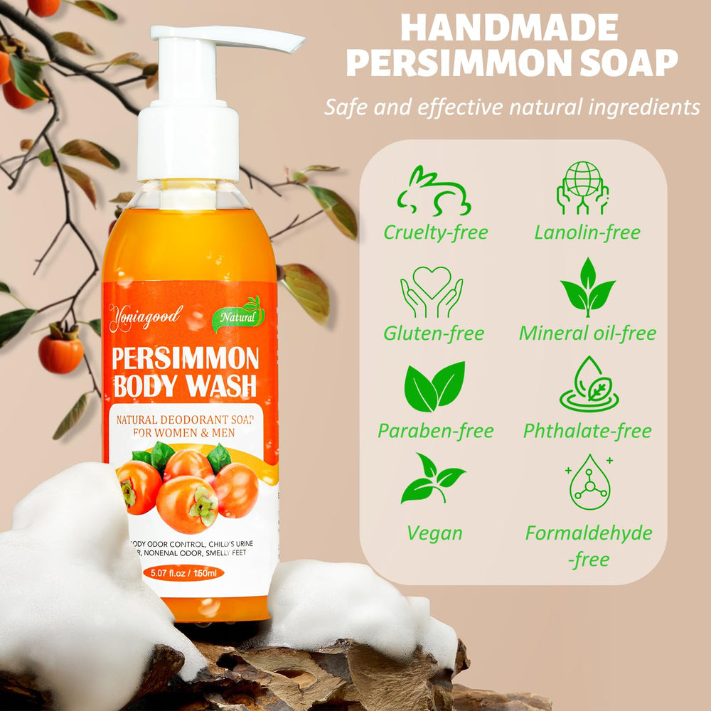 yoniagood persimmon body wash 2-pack shot promotes everyday freshness for all ages.
