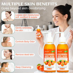 yoniagood persimmon body wash lather image shows rich foam for refreshing cleanse.