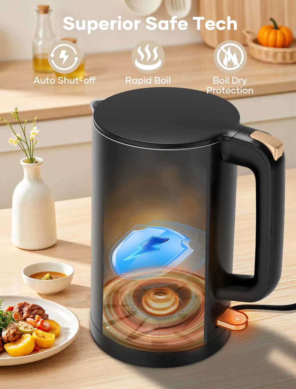 Yoochu kettle wide opening aids easy filling and cleaning.