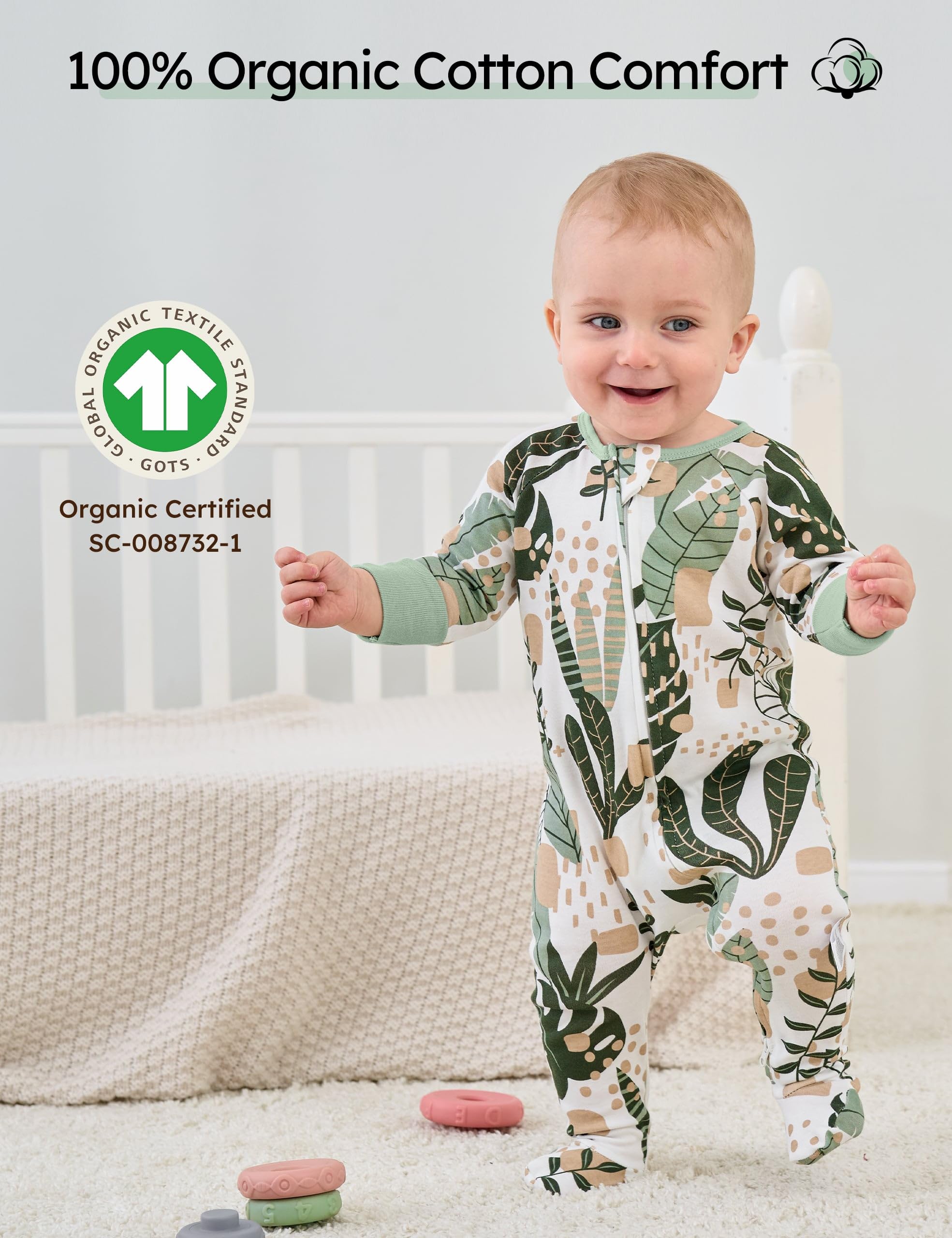Yoofoss baby pajamas zipper design enables quick, quiet diaper changes.